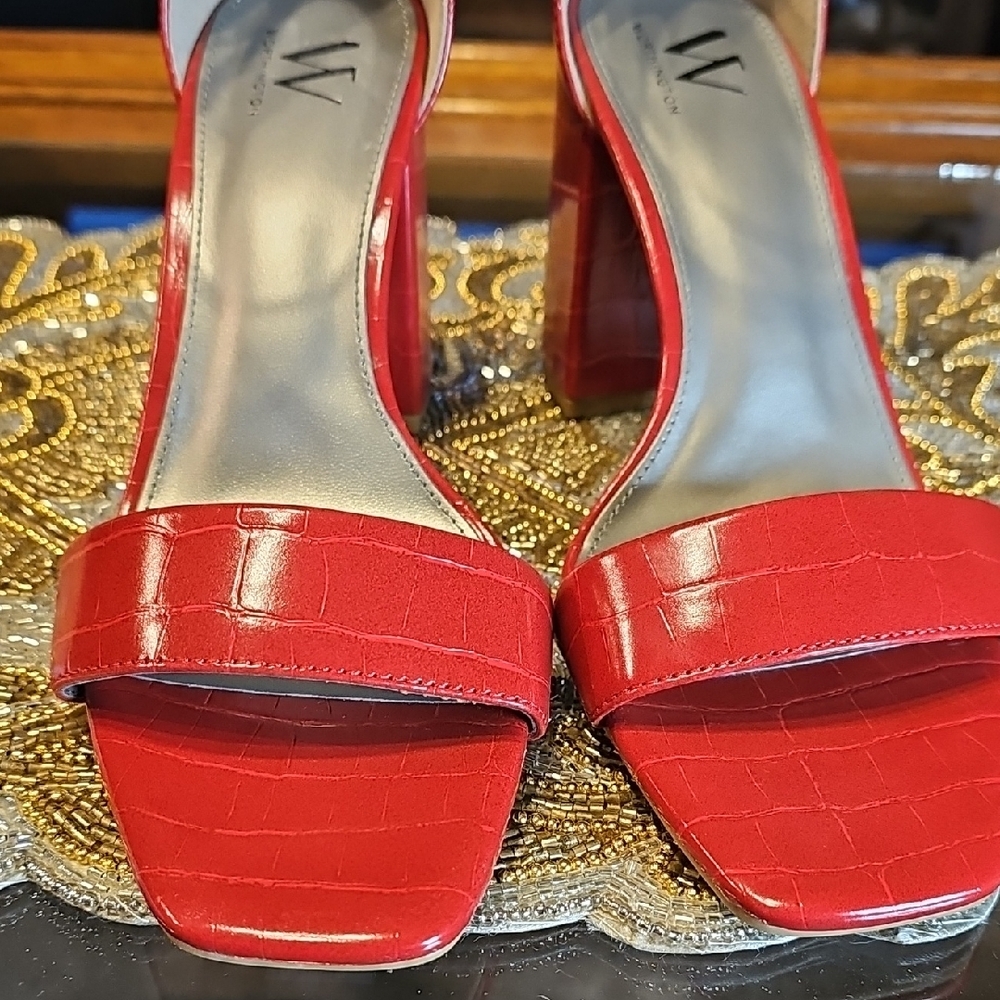 Worthington Vibrant Red Croc-Patterned Heels - Picture 6 of 9